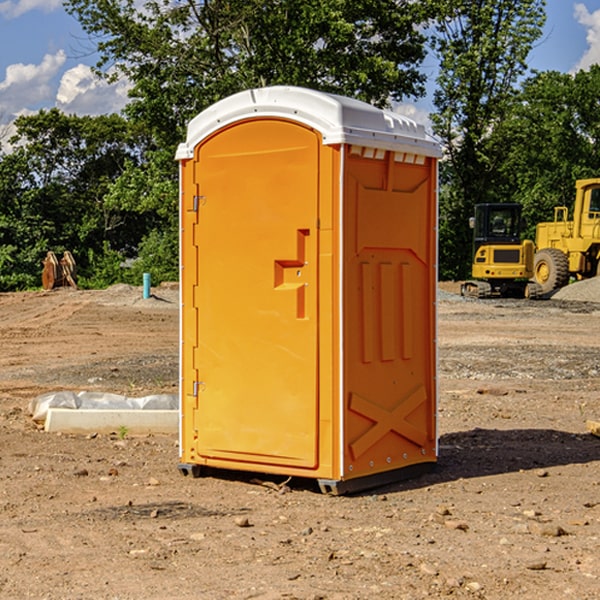 how often are the porta potties cleaned and serviced during a rental period in Plum Creek